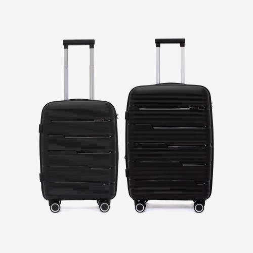  Troler set 2 Bucati KREAL model MARCILIA Troler cabina 54 cm şi Troler mediu 64 cm polipropilenă negru 